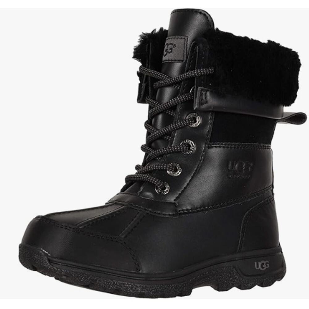 Ugg Kid's Butte II Snow Waterproof Boots Black Big Kid's Size 6 Original Box